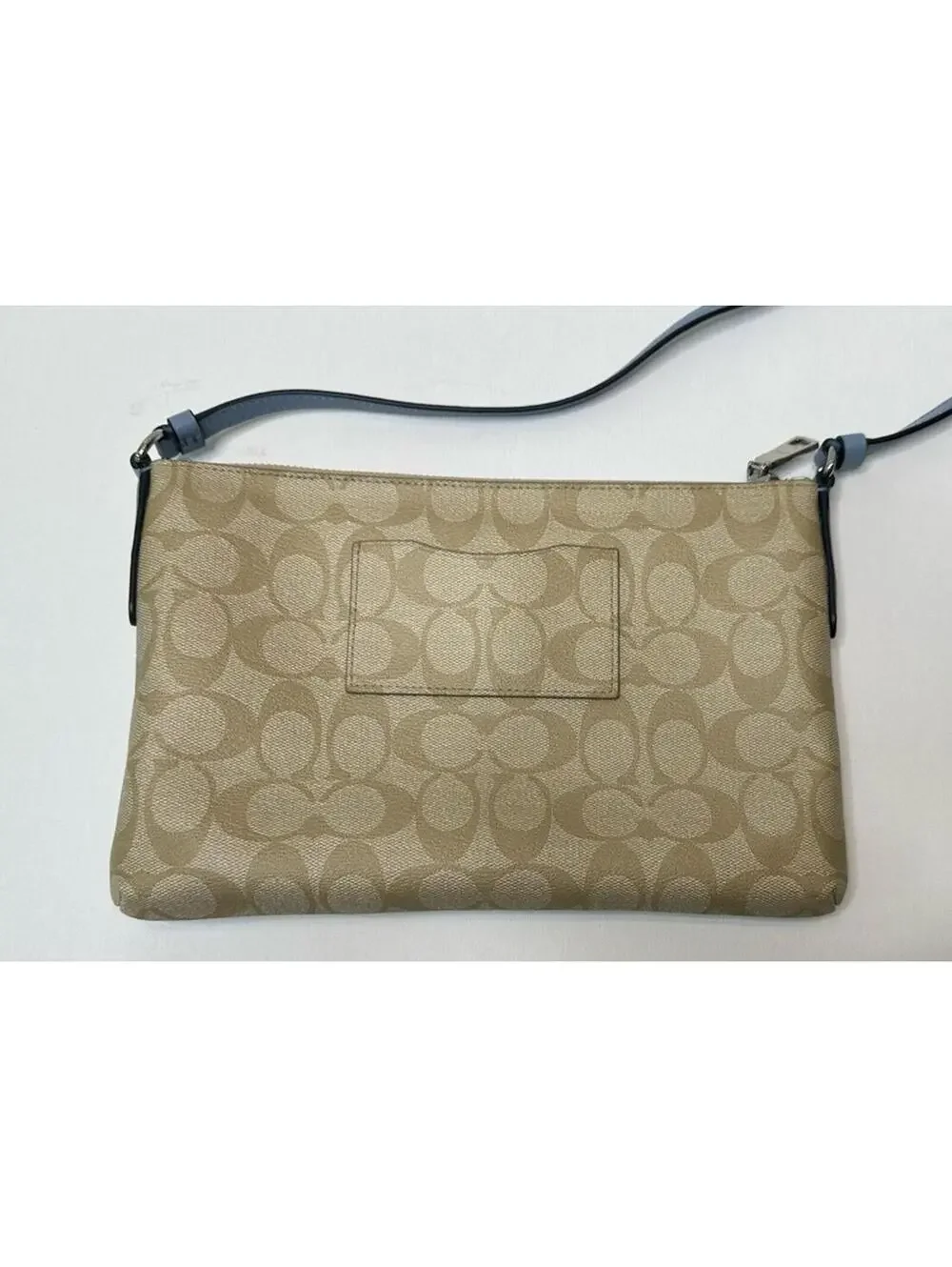 Coach SIgnature East West Crossbody Handbag Light Khaki Pool  Zip Pouch F58316 - Picture 4 of 9